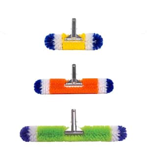 24 in. 360-Degree Bristles Pool Brush with Built-in Corner Brushes and Fits Standard Telescopic Pole (3-Pack)