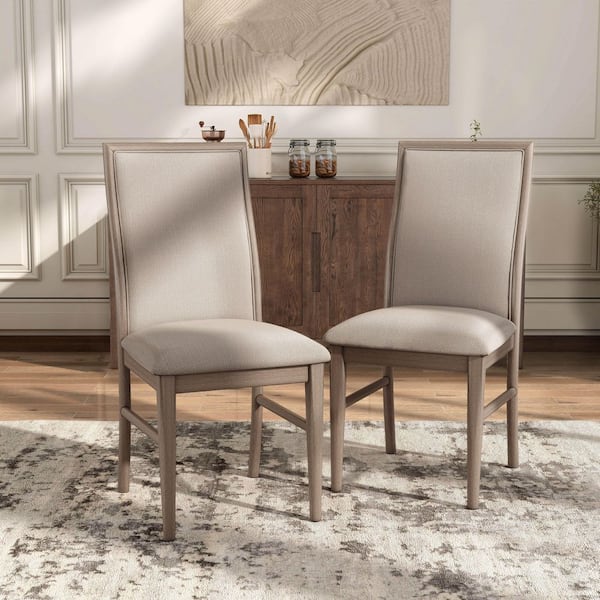 Luna Natural Ash Fabric Upholstered Dining Chairs (Set of 2)