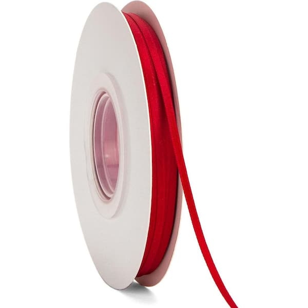 Double Faced Red Satin Ribbon 1/8 x 50 Yards Continuous Polyester Smooth Elegant Shine for Bows Gift Wrapping