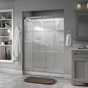 Contemporary 60 in. x 71 in. Frameless Sliding Shower Door in Chrome with 1/4 in. Tempered Tranquility Glass