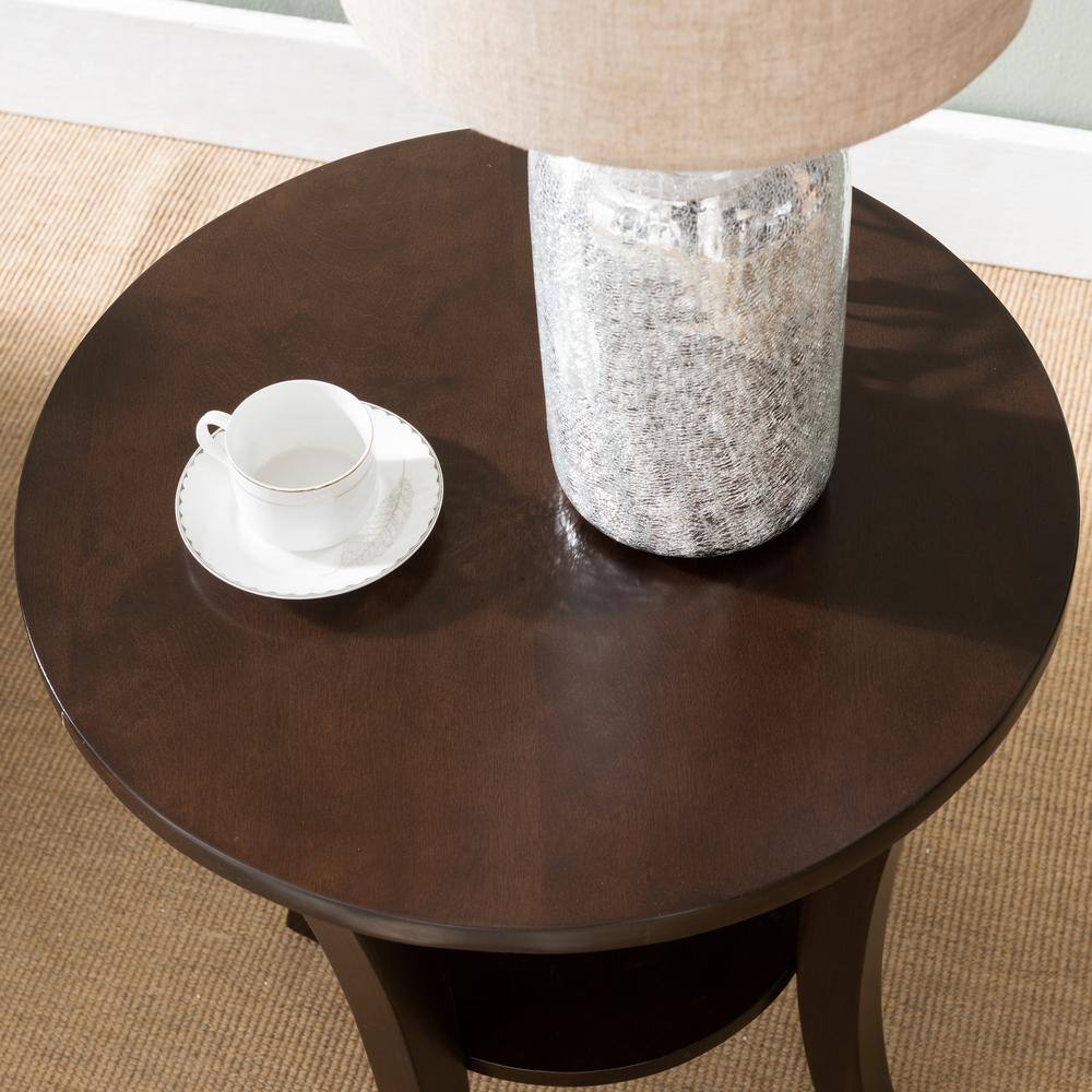 Boa 22-Inch Chocolate Cherry Solid Wood Round Side Table