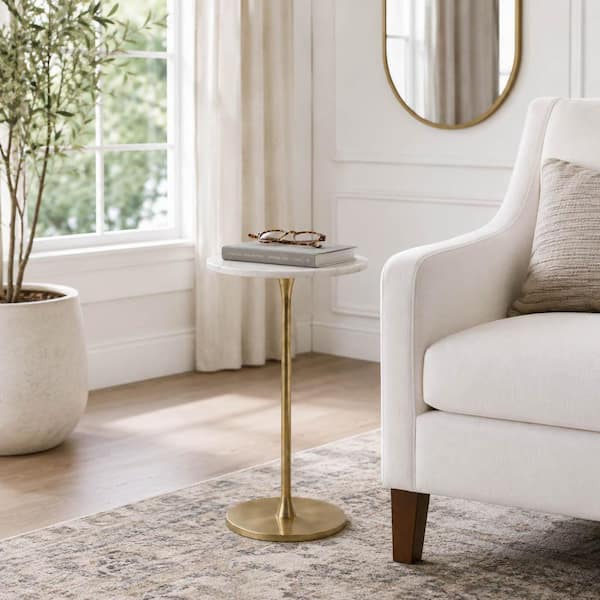 13 in. Gold Metal Round End Table