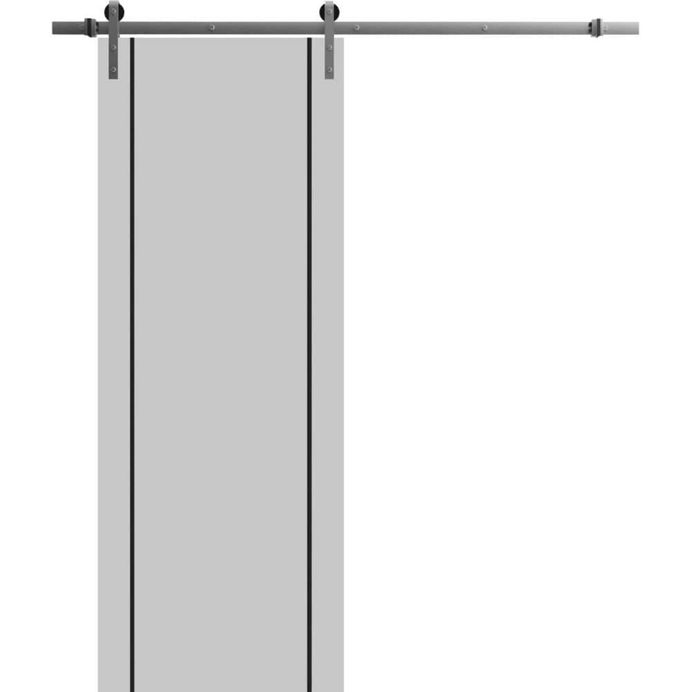 Assembly Required 28 in. x 80 in. 1-Panel Matte Grey Solid Wood with Honeycomb Sliding Barn Door with Hardware Kit price history on PriceWatchPro
