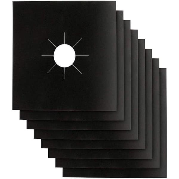 8 Pack Black Fiberglass Stove Burner Covers, Gas Stove Protectors, Reusable, Non-Stick, Fast Clean Liners for Kitchen