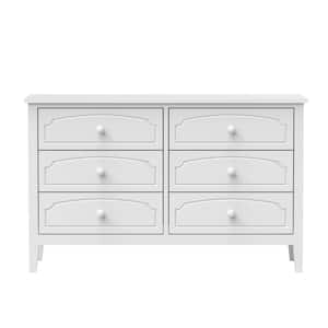 47.64 in. W x 15.75 in. D x 29.53 in. H White Linen Cabinet 6 Drawers Dresser Cabinet, Vanity Desk, Makeup Table