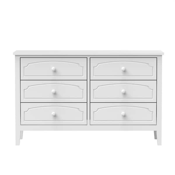 Unbranded 47.64 in. W x 15.75 in. D x 29.53 in. H White Linen Cabinet 6 Drawers Dresser Cabinet, Vanity Desk, Makeup Table