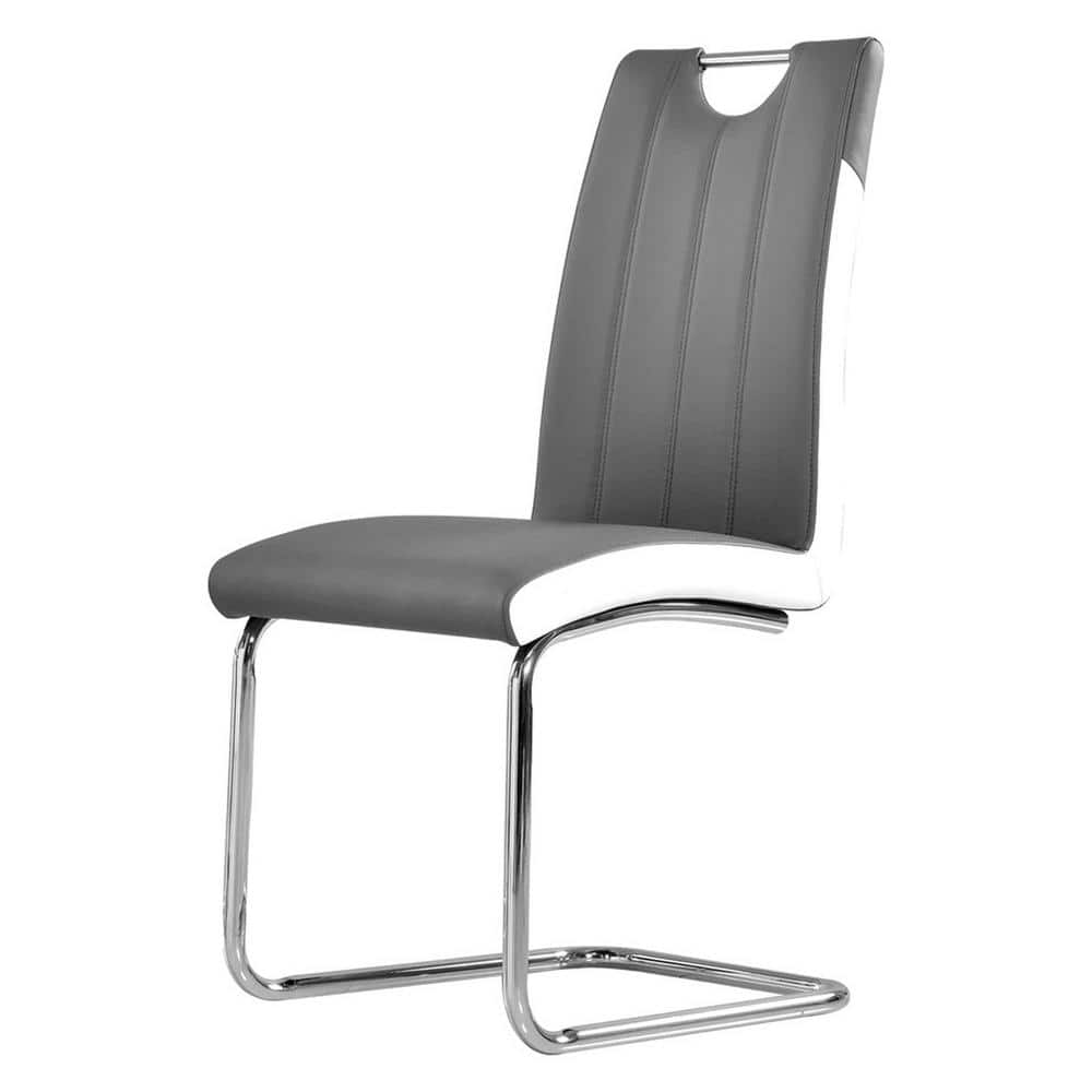 Best Master Furniture Bono Gray Faux Leather Side Chairs (Set of 2