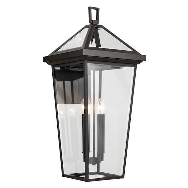 KICHLER Regence 30.25 in. 4-Light Olde Bronze Traditional Outdoor Hardwired Wall Lantern Sconce with No Bulbs Included (1-Pack)