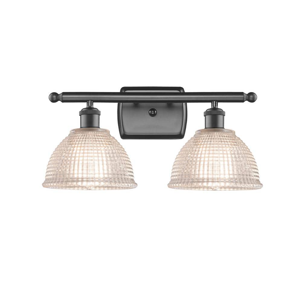 Arietta 16 in. 2 Light Oil Rubbed Bronze, Clear Vanity Light with Clear Glass Shade price history on PriceWatchPro