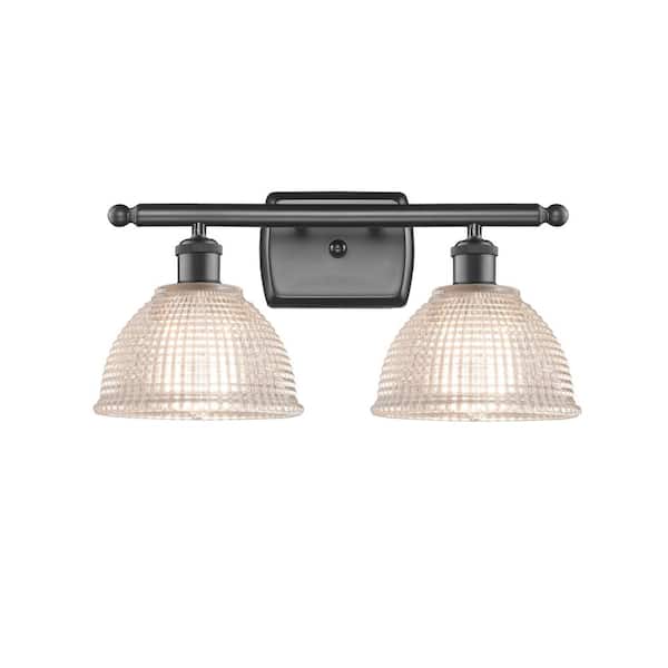 Innovations Arietta 16 in. 2 Light Oil Rubbed Bronze, Clear Vanity Light with Clear Glass Shade