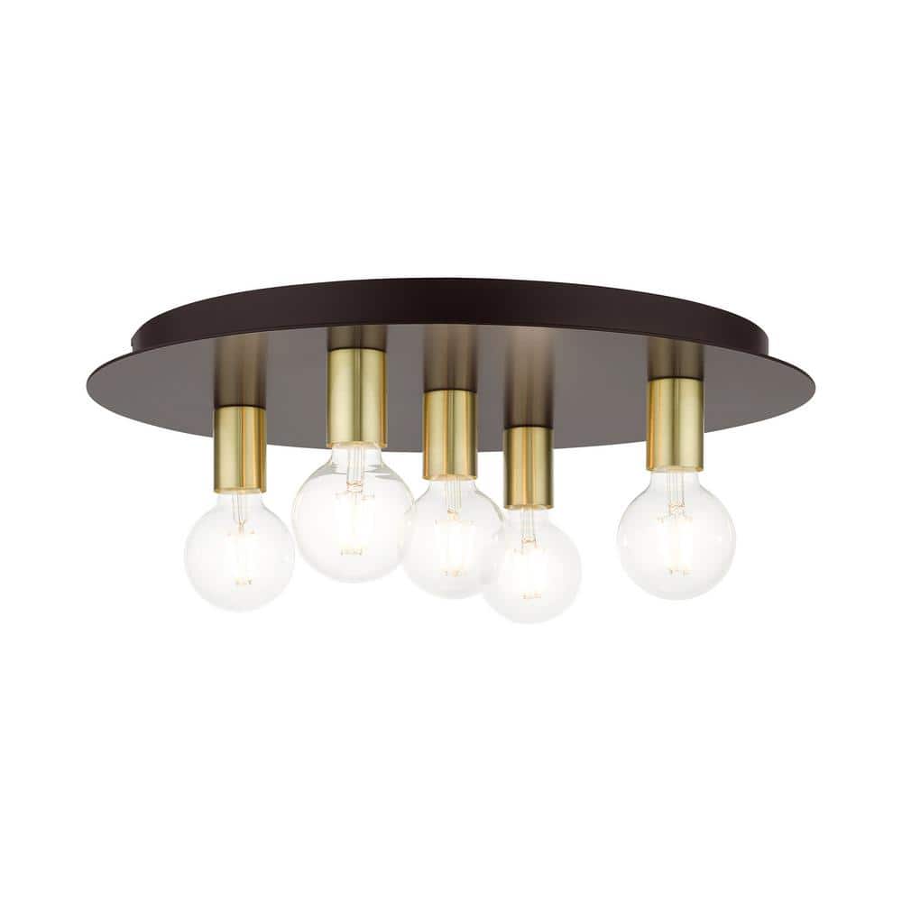 Bronze 5-Light Indoor/Outdoor Flush Mount Ceiling Fixture