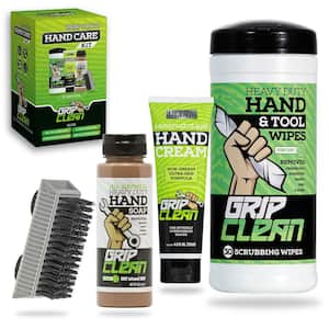 Heavy-Duty Hand Care Kit - Hand Cleaner + Hand Wipes + Hand Cream + Nail Brush - Bundled Item Kit For Dirty Hands