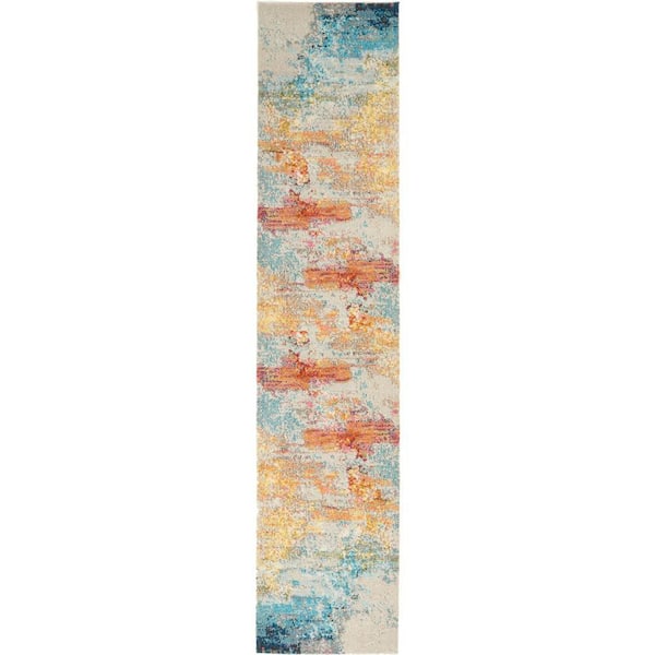 Celestial Sealife 2 ft. x 14 ft. Abstract Contemporary Kitchen Runner Area Rug