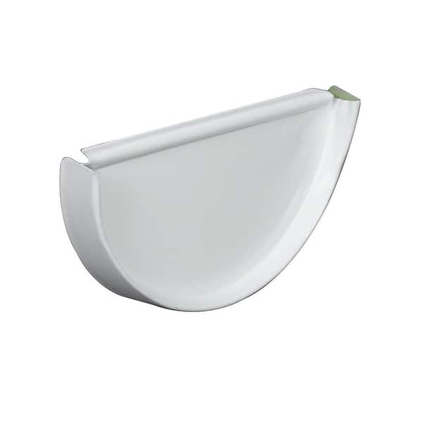 Amerimax Home Products 5 in. High Gloss 80 Degree White Aluminum Half Round End Cap