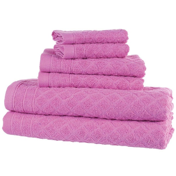 Trademark 6-Piece Pink Solid Bath Towel Set