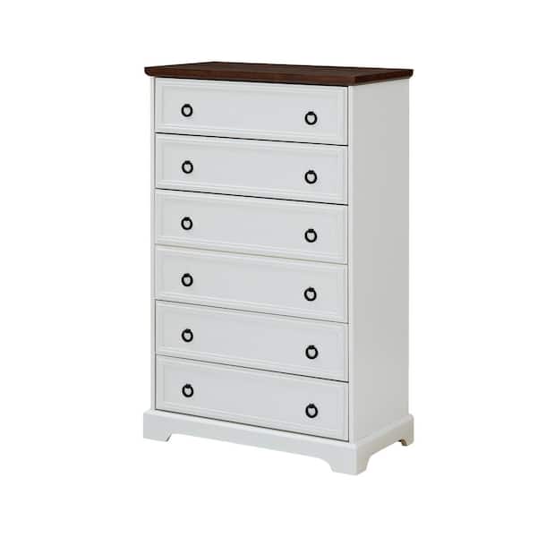 SUNRINX White 6-Drawer 15.75 in.W Chest of Drawers