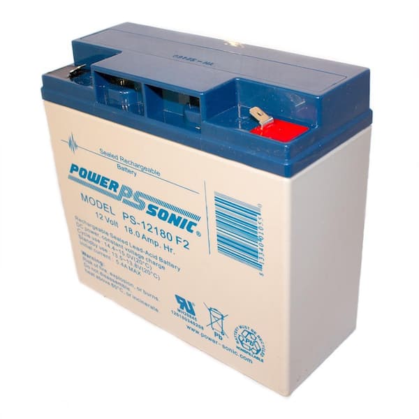 Power-Sonic 12-Volt 18 Ah F2 Terminal Sealed Lead Acid (SLA) Rechargeable  Battery PS-12180F2 - The Home Depot