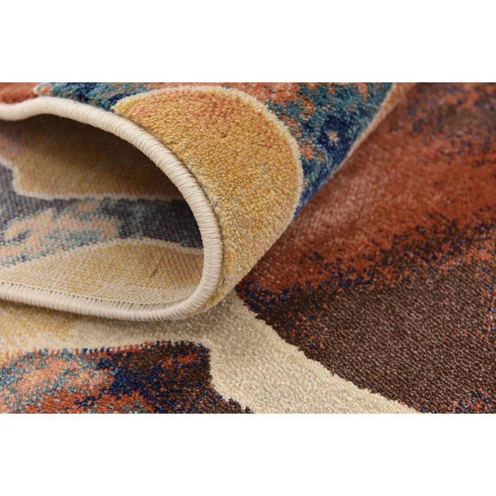 Abstract Beige & Brown Synthetic 8' x 10' Easy-Care Rug