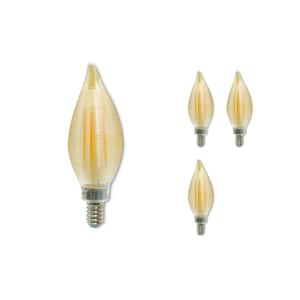 40-Watt Equivalent Amber White Light C11 (E12) Candelabra Screw Base Dimmable Amber LED Filament Light Bulb (4-Pack)