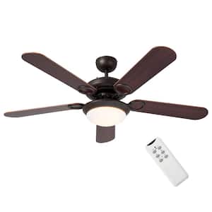 52 in. Antique Bronze Ceiling Fan with Light and Remote Control