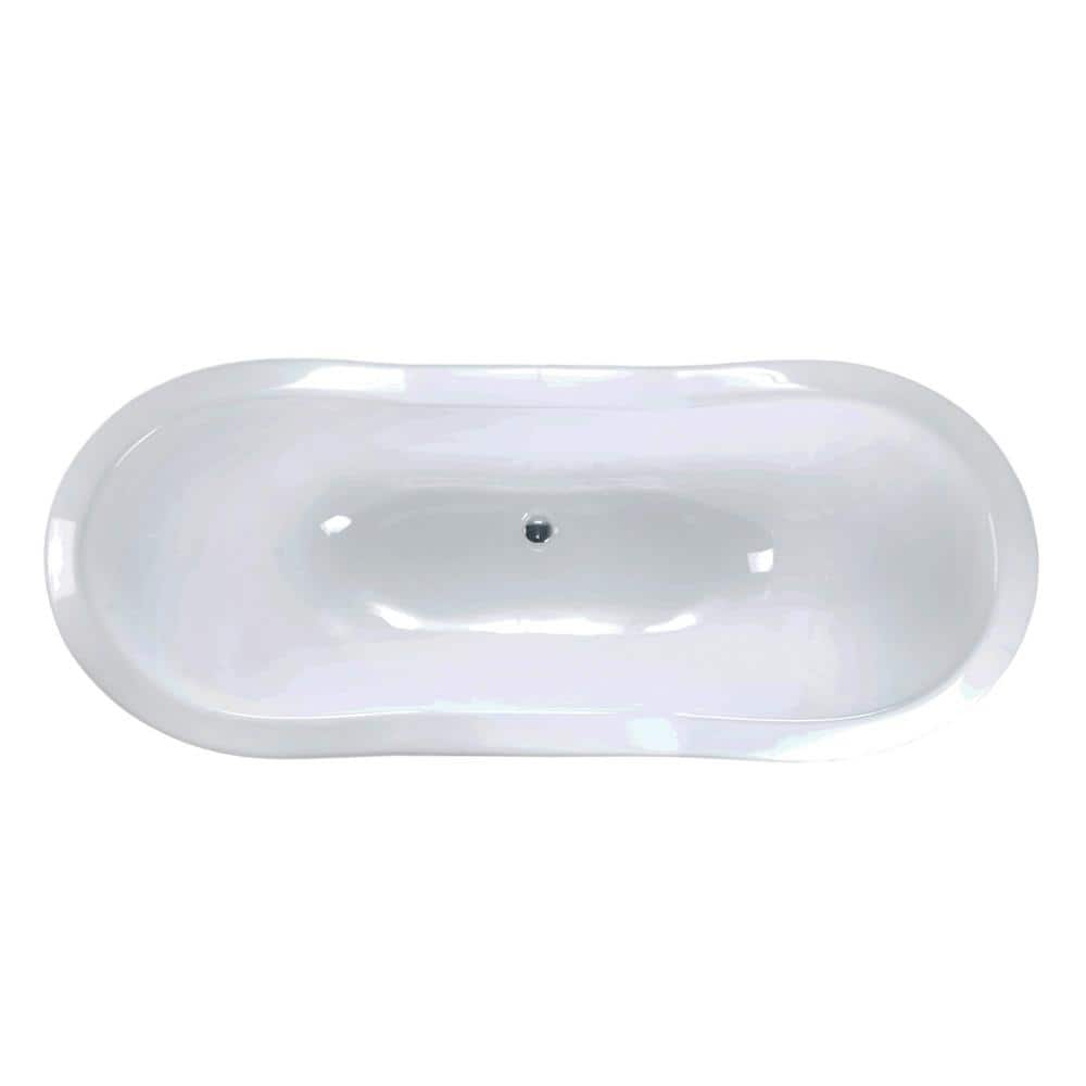 Oxnard 72" White Cast Iron Double Slipper Pedestal Tub