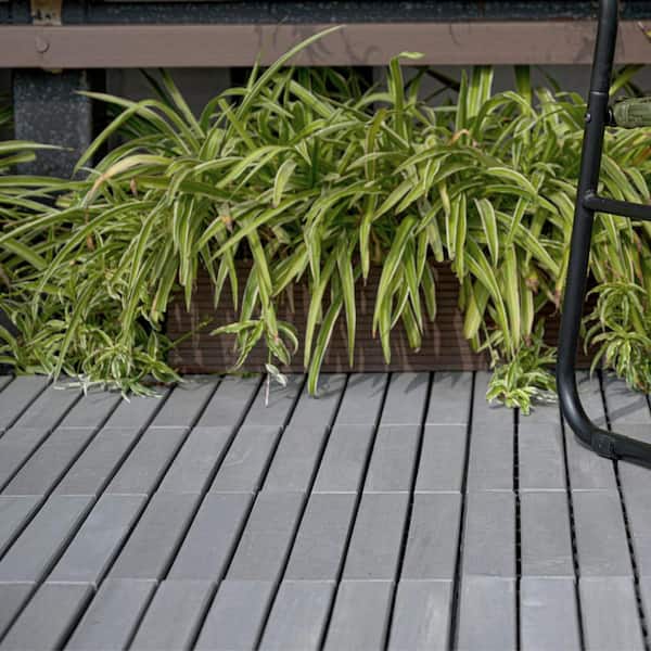 Tidoin Outdoor 1 ft. x 1 ft. Acacia Wood Deck Tile in Light Gray(30 Per Box)