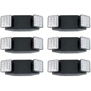 75-Watt Equivalent Integrated LED Black Emergency Light with Adjustable Heads and 3.6-Volt Battery (6-Pack)