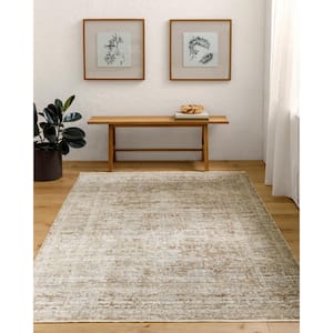 Margaret Taupe/Brown Medallion 8 ft. x 10 ft. Washable Indoor/Outdoor Area Rug