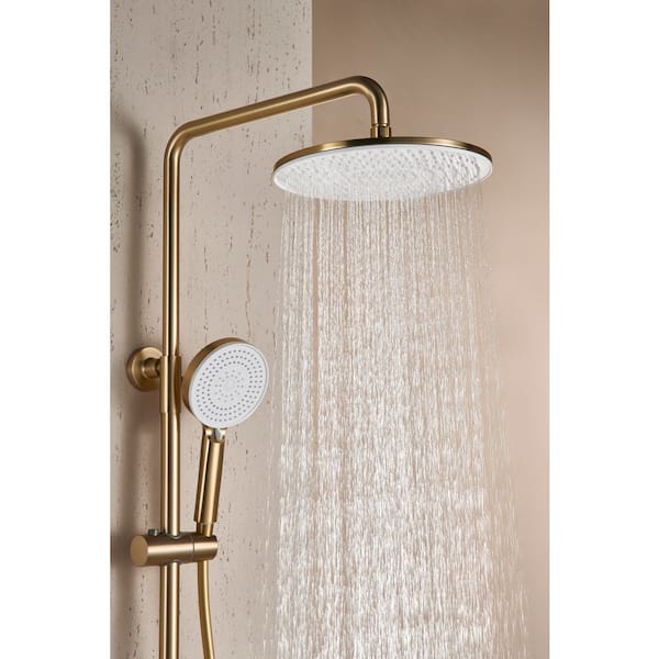 WELLFOR 5-Spray 10 in. Dual Wall Bar Shower Head and