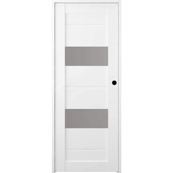 Belldinni 18 in. x 80 in. Vita Left-Hand Solid Core 2-Lite Frosted Glass Bianco Noble Wood Composite Single Prehung Interior Door