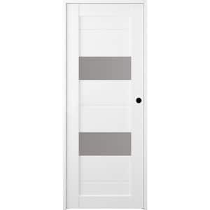 24 in. x 80 in. Vita Left-Hand Solid Core 2-Lite Frosted Glass Bianco Noble Wood Composite Single Prehung Interior Door