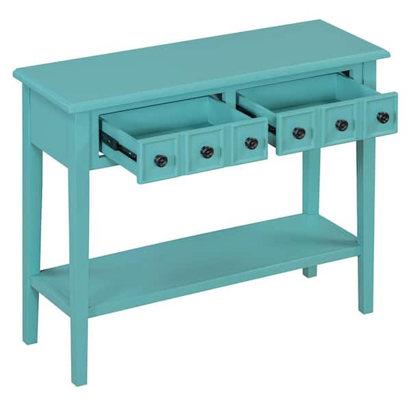38.2 in. W x 13 in. D x 31.9 in. H Bathroom Blue Linen Cabinet