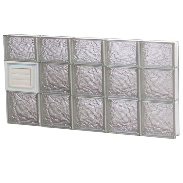 Clearly Secure 38.75 in. x 21.25 in. x 3.125 in. Frameless Ice Pattern Glass Block Window with Dryer Vent