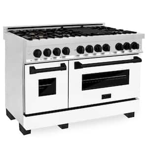 Autograph Edition 48 in. 7 Burner Double Oven Dual Fuel Range in Stainless Steel, White Matte and Matte Black