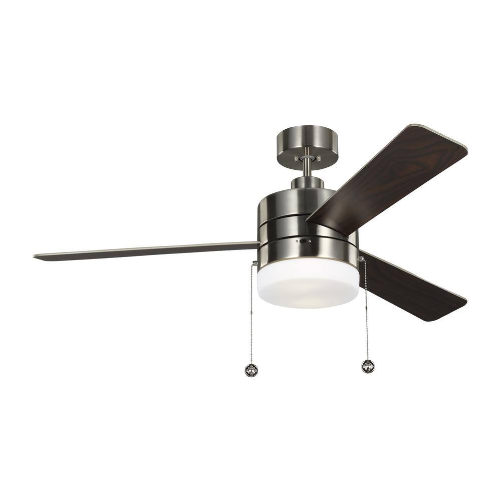 Brushed Steel 52'' Ceiling Fan with Solid Wood Blades and Light Kit