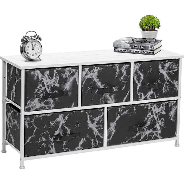 Sorbus 6-Drawer Greige Dresser Steel Frame Wood Top Easy Pull