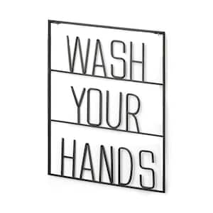 Wash Your Hands Black Metal Sign - Each