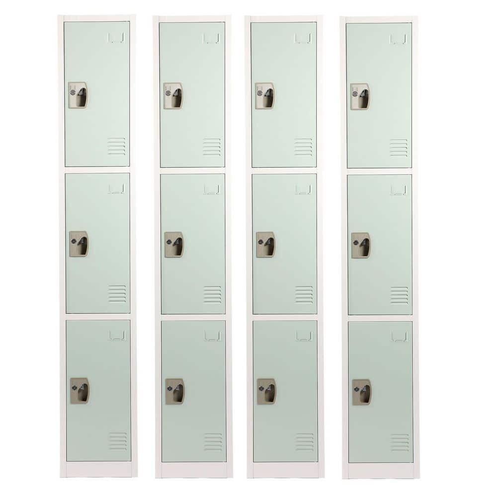 3-Tier Steel Commercial Storage Locker with Key Lock, Misty Green, 4-Pack price history on PriceWatchPro