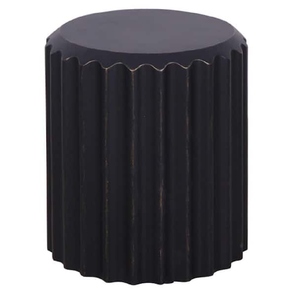 MM MODERN MUSE Round Accent End Table TerraFab for Outdoor Patio Garden Indoor Home, Black with Golden Rim