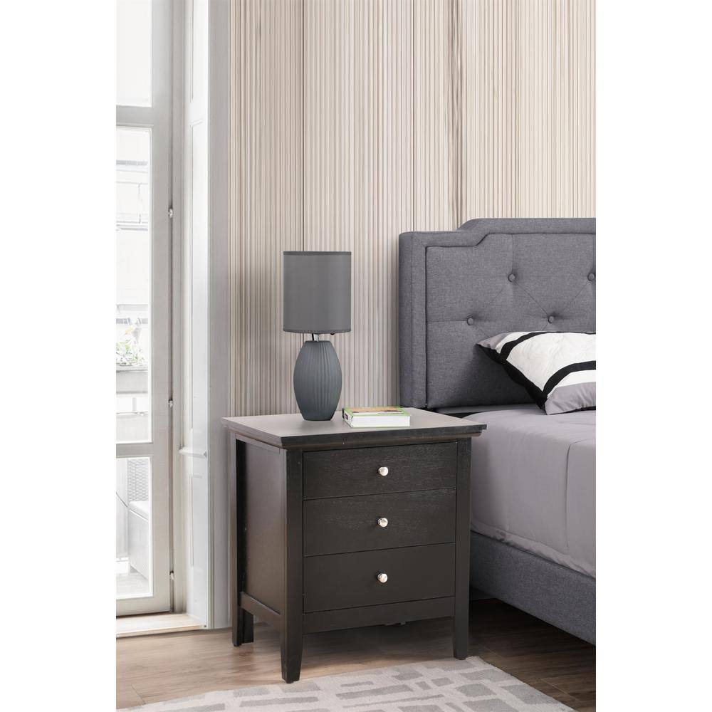 Hammond 3-Drawer Black Nightstand (26 in. H x 24 in. W x 18 in. D)