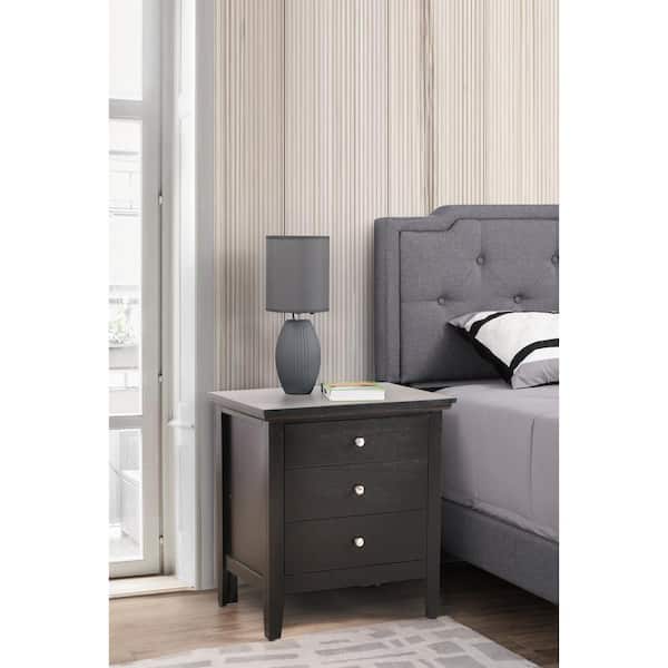 AndMakers Hammond 3-Drawer Black Nightstand (26 in. H x 24 in. W x 18 in. D)