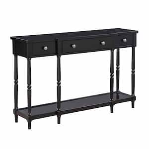 Cheyenne 52 in. Black Standard Rectangle Wood Console Table with 3 Drawers and Shelf