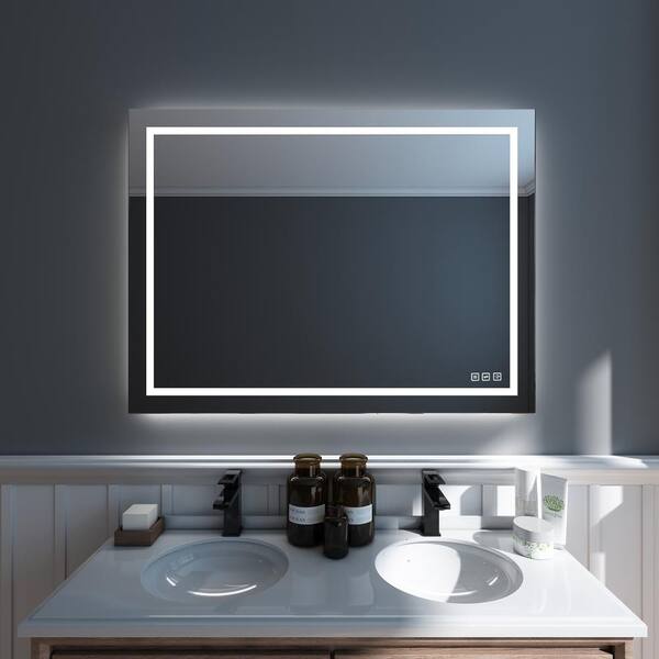 TOOLKISS 48 in. W x 36 in. H Rectangular Frameless LED Light Anti-Fog Wall  Bathroom Vanity Mirror with Backlit and Front Light TK19268 - The Home Depot