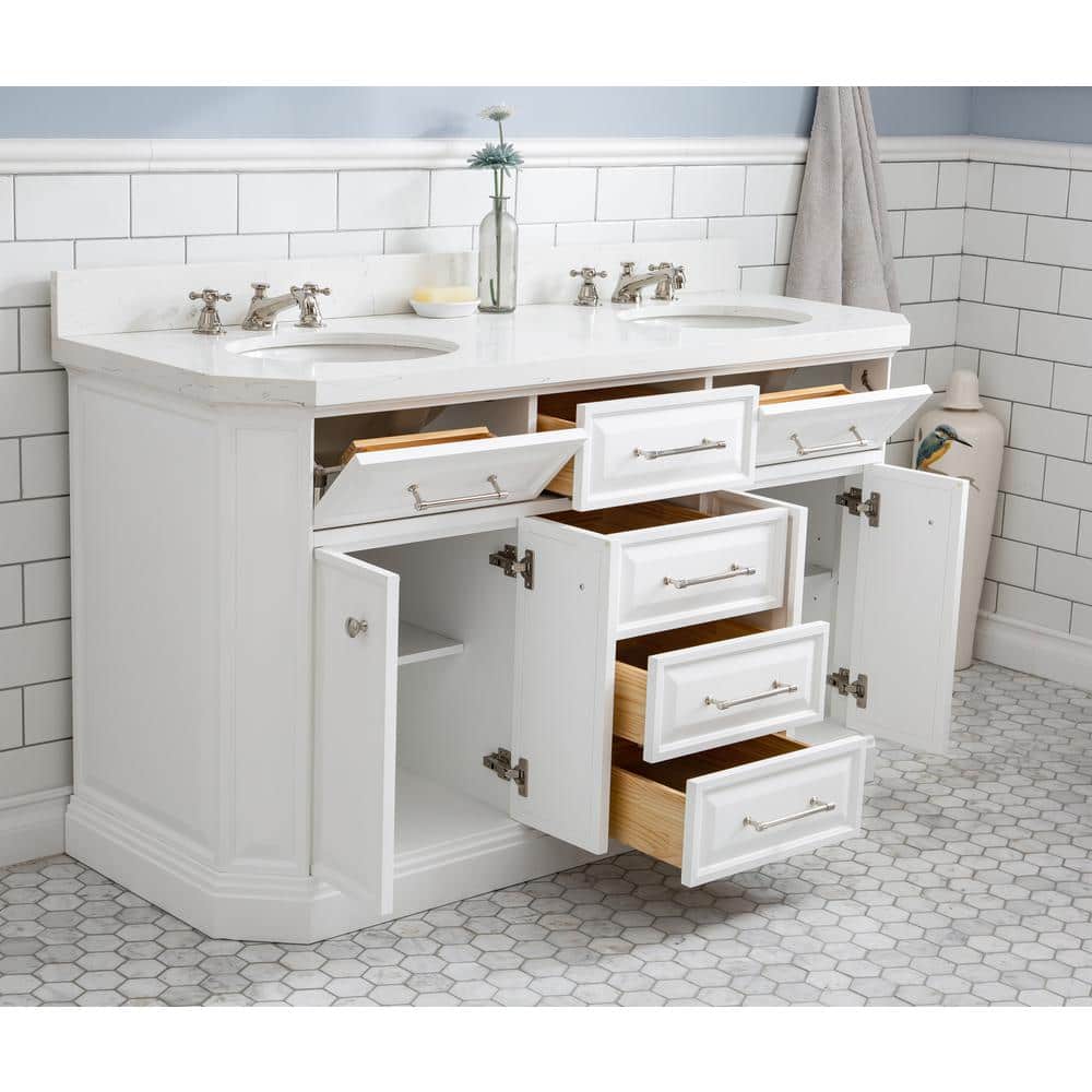 Palace 60'' Pure White Double Vanity with Quartz Top