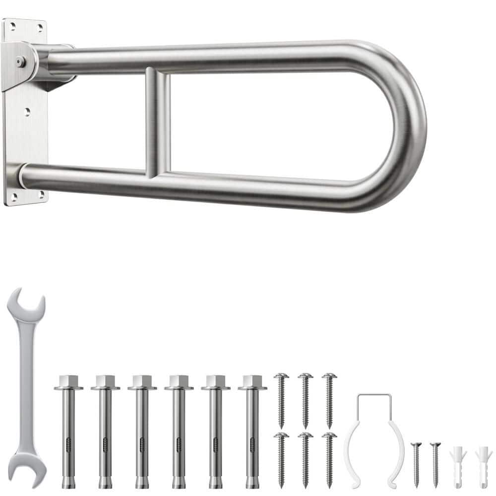 24 in. Wall Mounted Stainless Steel Toilet Grab Bar, Flip Up Folding Support Rail for Elderly and Handicap Assistance price history on PriceWatchPro