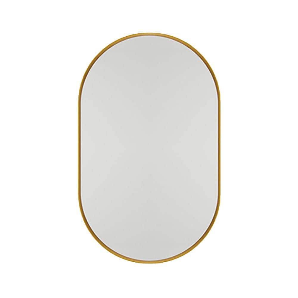 20 in. W x 34 in. H Oval Gold Metal Surface Mount Medicine Cabinet with Mirror with Adjustable Shelves price history on PriceWatchPro