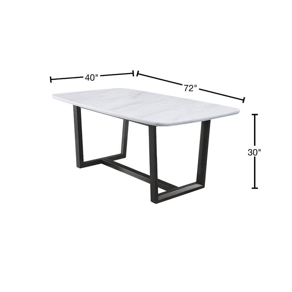 Transitional Weathered Gray Wood & Marble Rectangular Dining Table