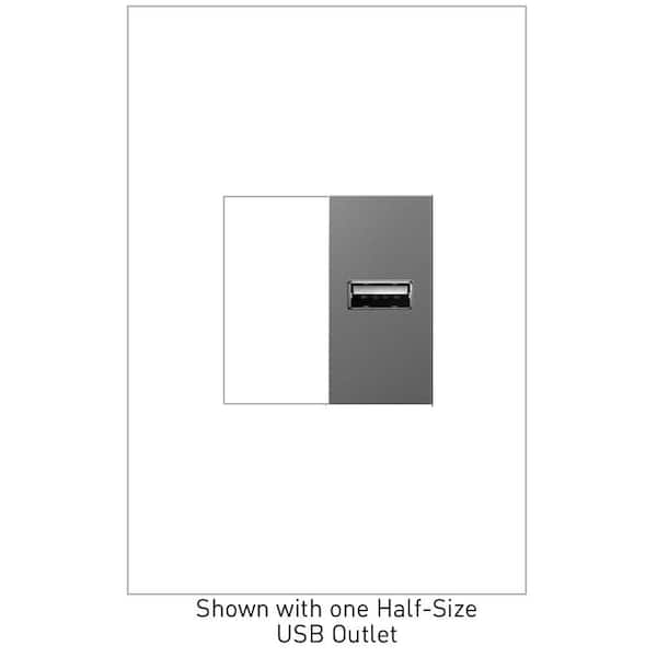 Legrand adorne 2.1 Amp USB Single Outlet Half Size, Magnesium