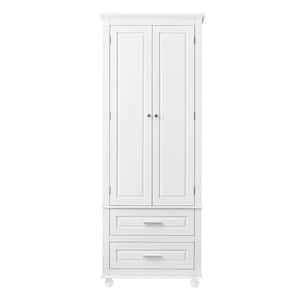 24 in. W x 15.7 in. D x 62.5 in. H Tall Storage Cabinet with 2-Drawers for Bathroom, Office, White