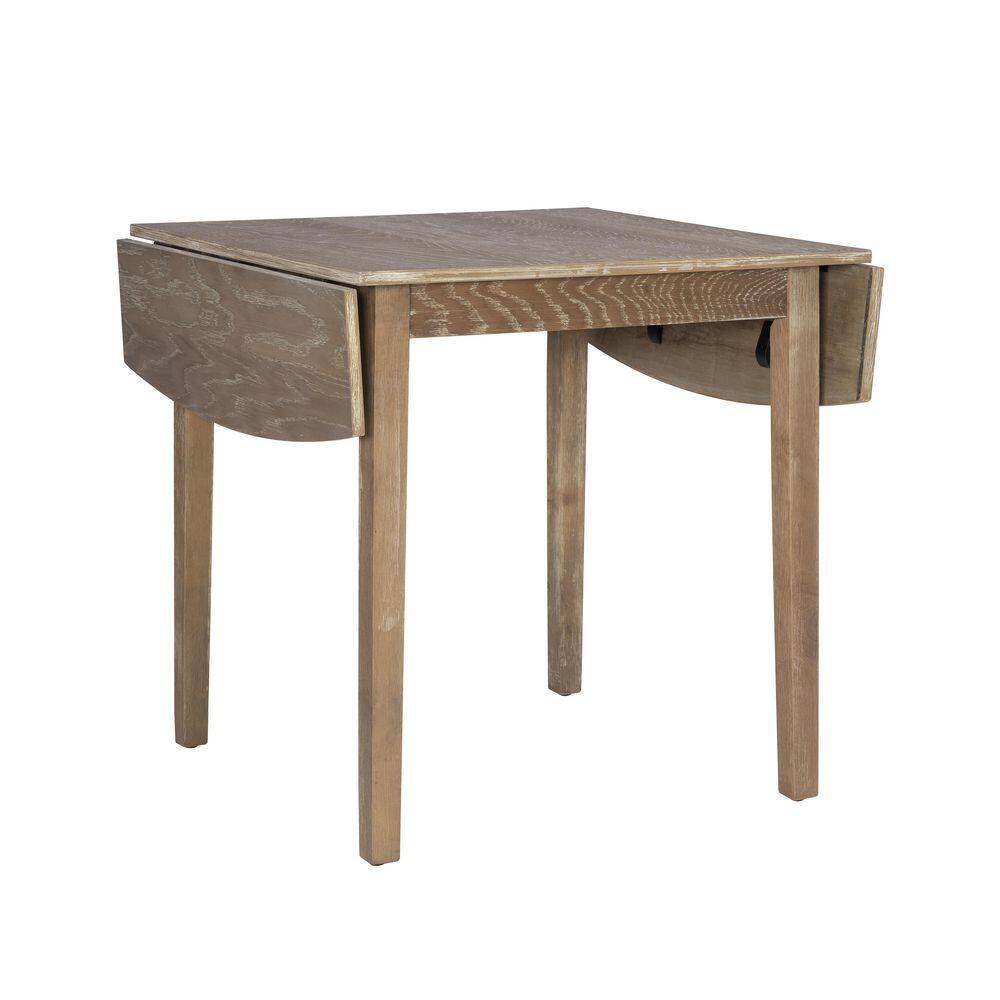 Linon Home Decor Hubbard 48 in. L Square Gray Wash Wood Top Drop Leaf